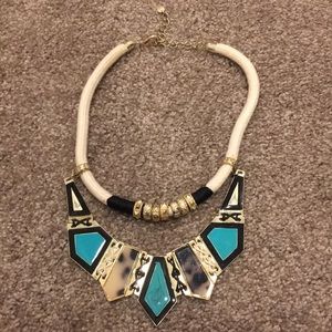 Gold, turquoise and tortoise rope necklace